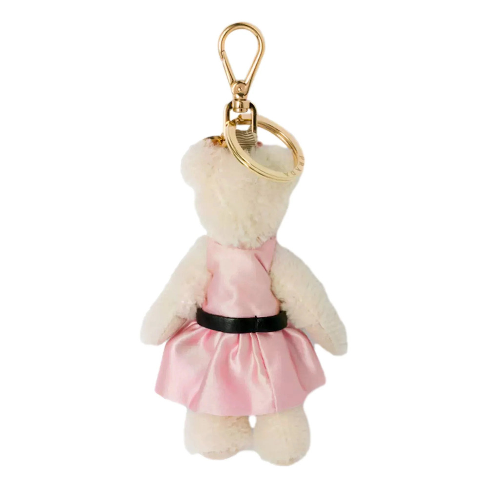Prada Teddy Bear Cotton Mohair Bag Charm in White
